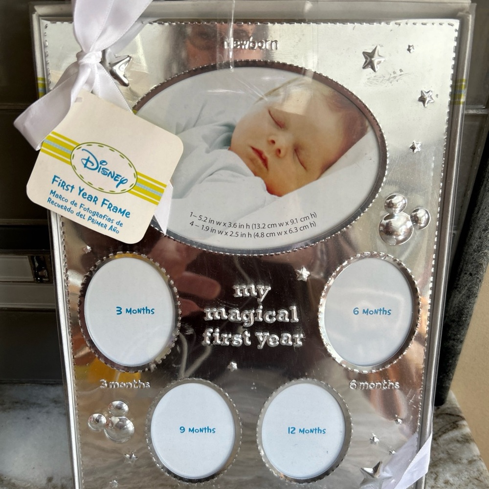 DISNEY MY FIRST MAGICAL YEAR SILVER  FRAME NEW baby picture frame gift box
